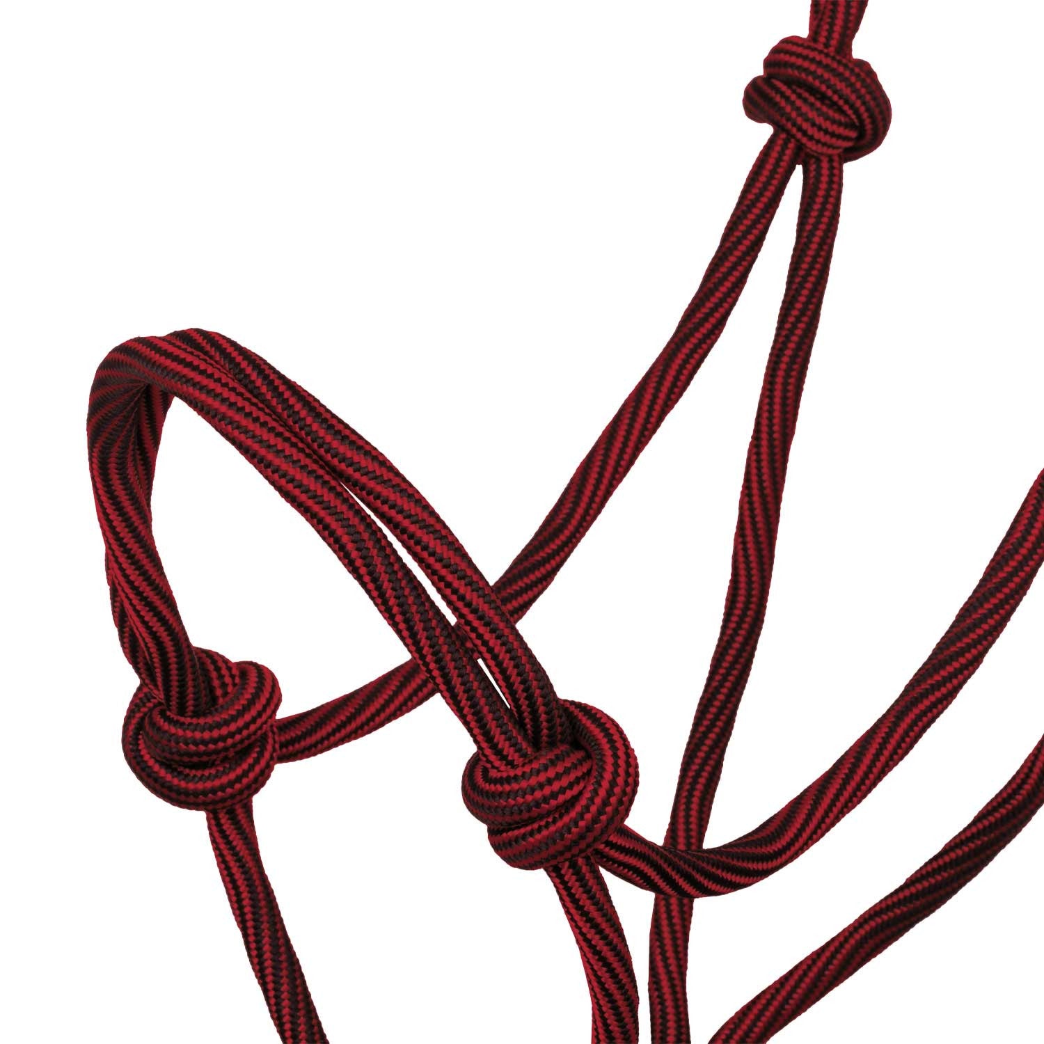 Cabezada de cuerda anudada ajustable Pool's - Red/Black