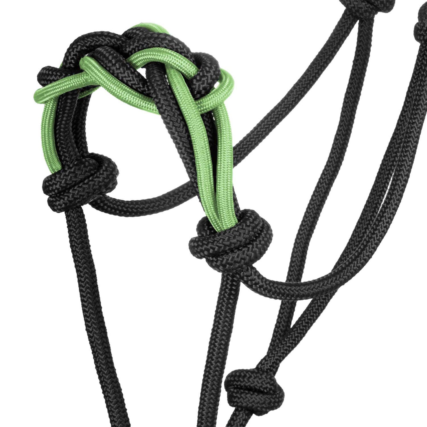Cabezada con cuerda trenzada sobre la muserola Pool's - Black/Lime