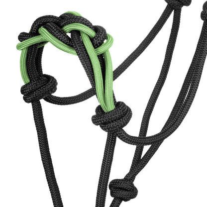 Cabezada con cuerda trenzada sobre la muserola Pool's - Black/Lime