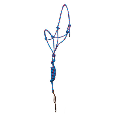 Cabezada de cuerda anudada con correa Pool's - Light Blue/Red