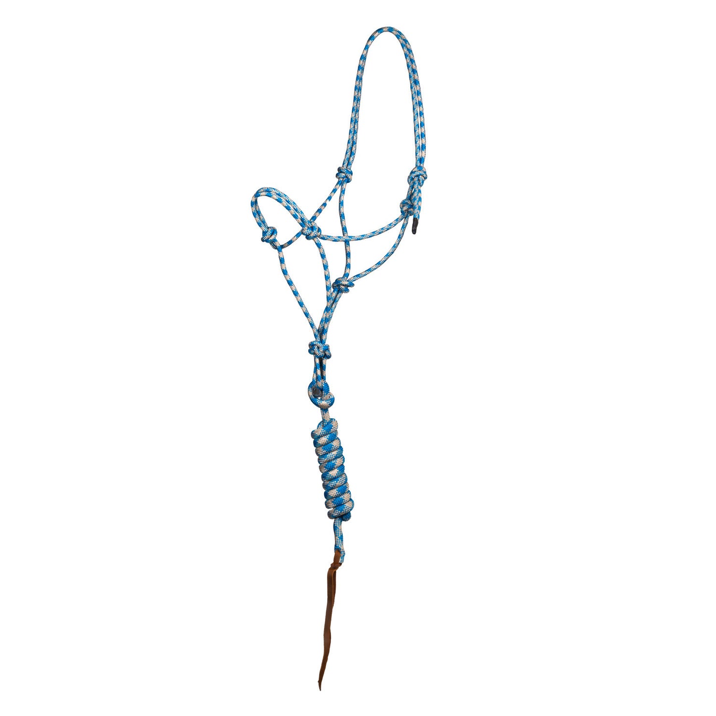 Cabezada de cuerda anudada con correa Pool's - White/Light Blue