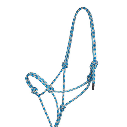 Cabezada de cuerda anudada con correa Pool's - White/Light Blue