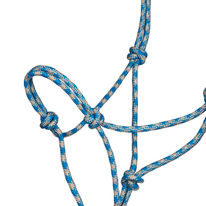 Cabezada de cuerda anudada con correa Pool's - White/Light Blue