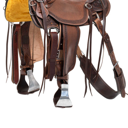 Silla wade western cheyenne con cincha trasera y protector de cuchillo Pool's - Marrón oscuro