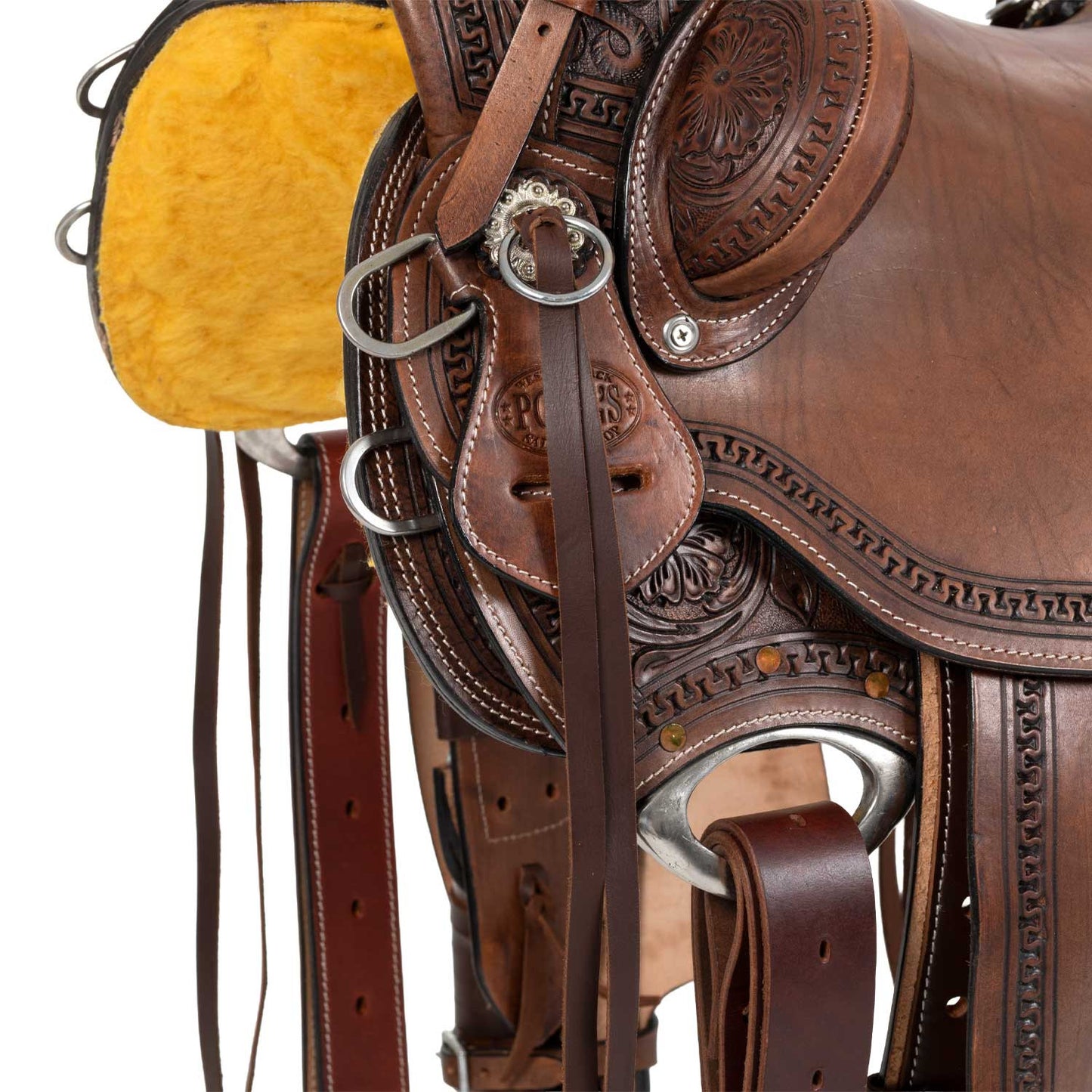 Silla wade western cheyenne con cincha trasera y protector de cuchillo Pool's - Marrón oscuro