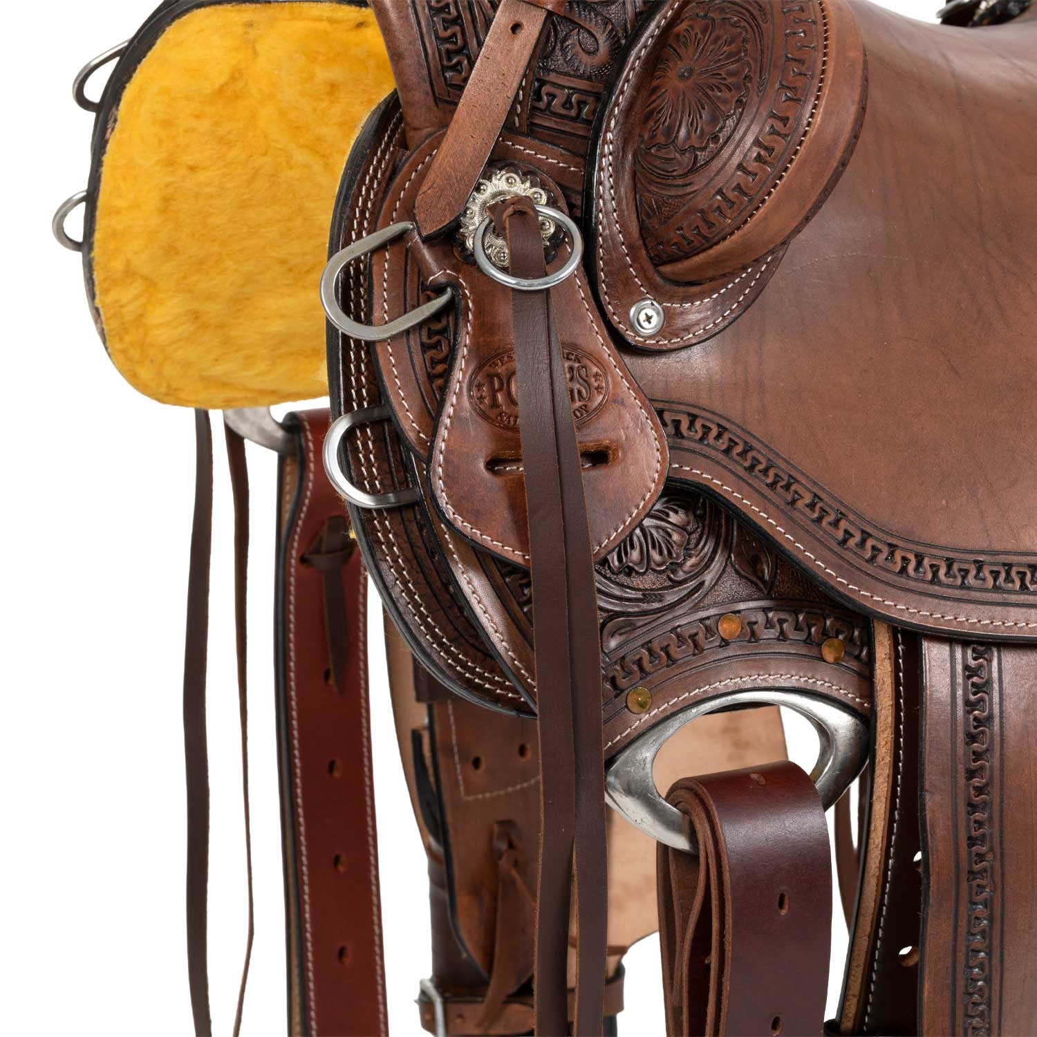 Silla wade western cheyenne con cincha trasera y protector de cuchillo Pool's - Marrón oscuro