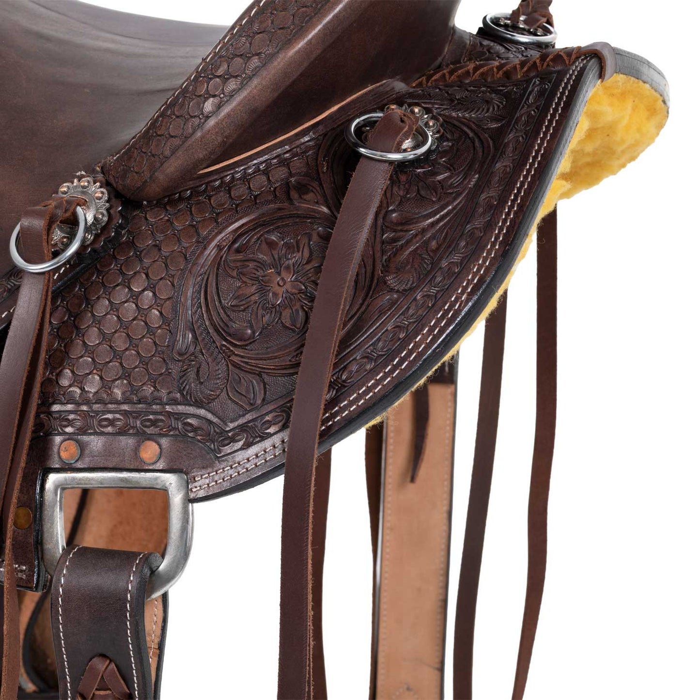 Silla wade western desert stallion con cincha trasera y protector de cuchillo Pool's - Marrón oscuro