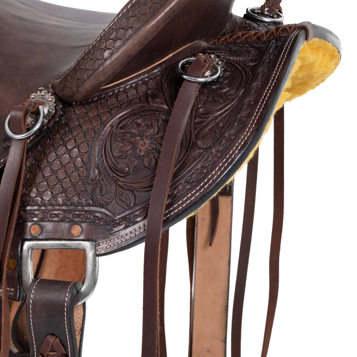 Silla wade western desert stallion con cincha trasera y protector de cuchillo Pool's - Marrón oscuro