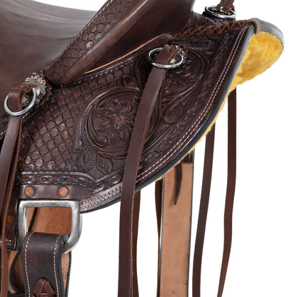 Silla wade western desert stallion con cincha trasera y protector de cuchillo Pool's - Marrón oscuro