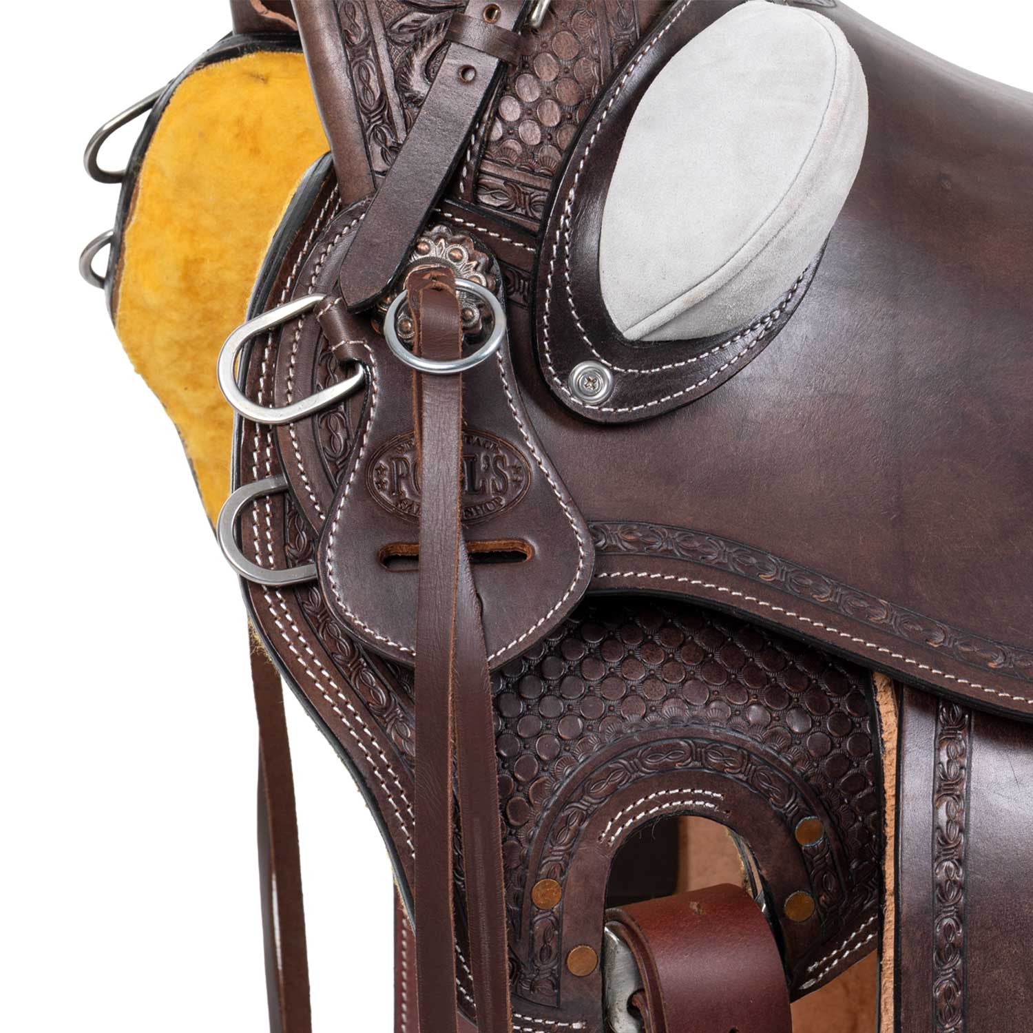 Silla wade western desert stallion con cincha trasera y protector de cuchillo Pool's - Marrón oscuro