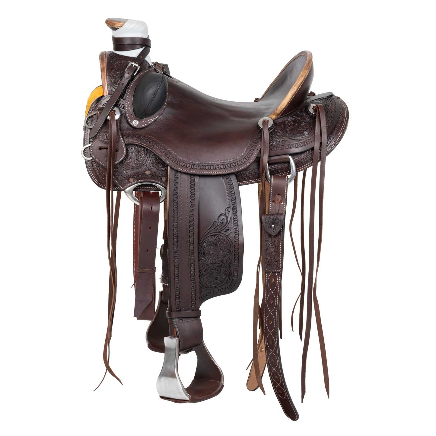 Silla western wade ranch flower tooling saddle Pool's - Marrón oscuro