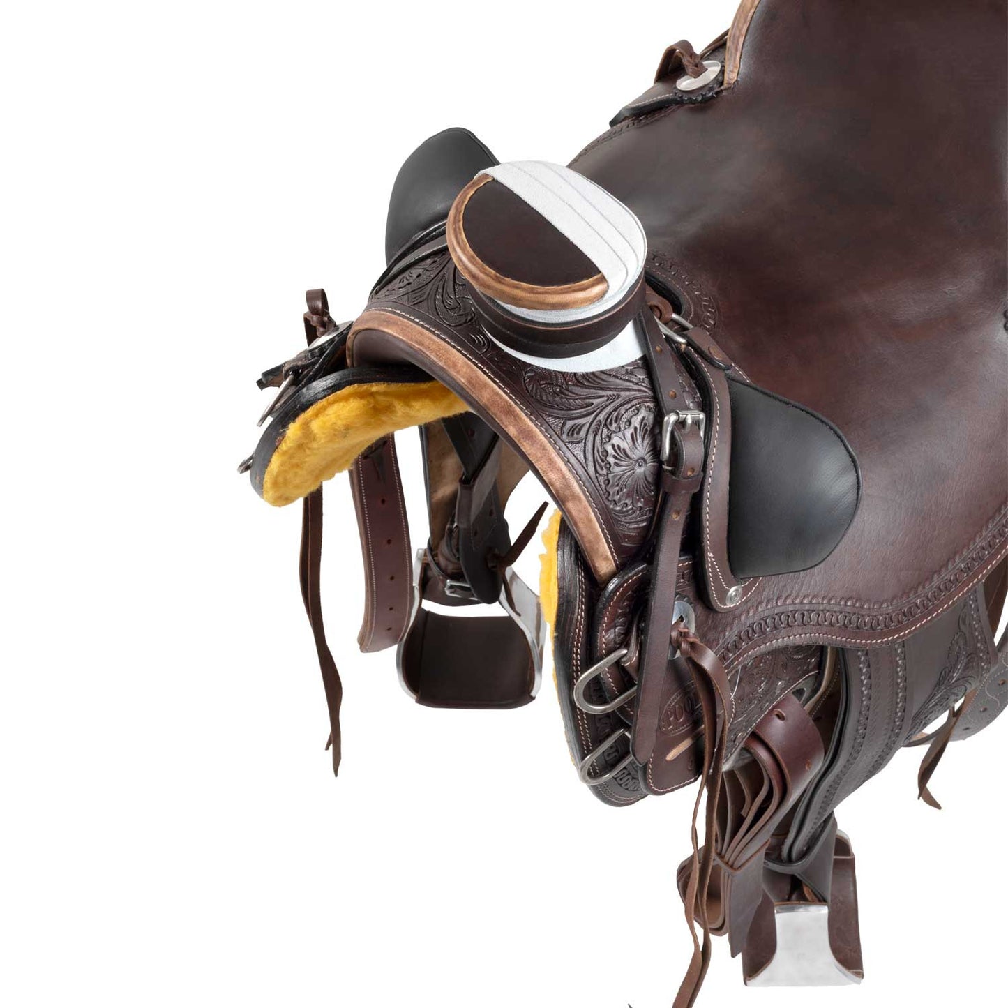 Silla western wade ranch flower tooling saddle Pool's - Marrón oscuro