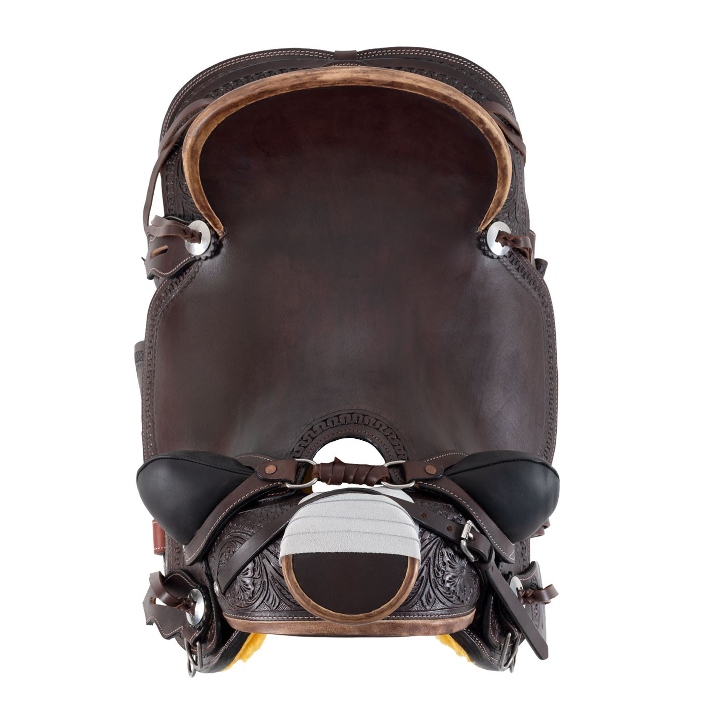 Silla western wade ranch flower tooling saddle Pool's - Marrón oscuro