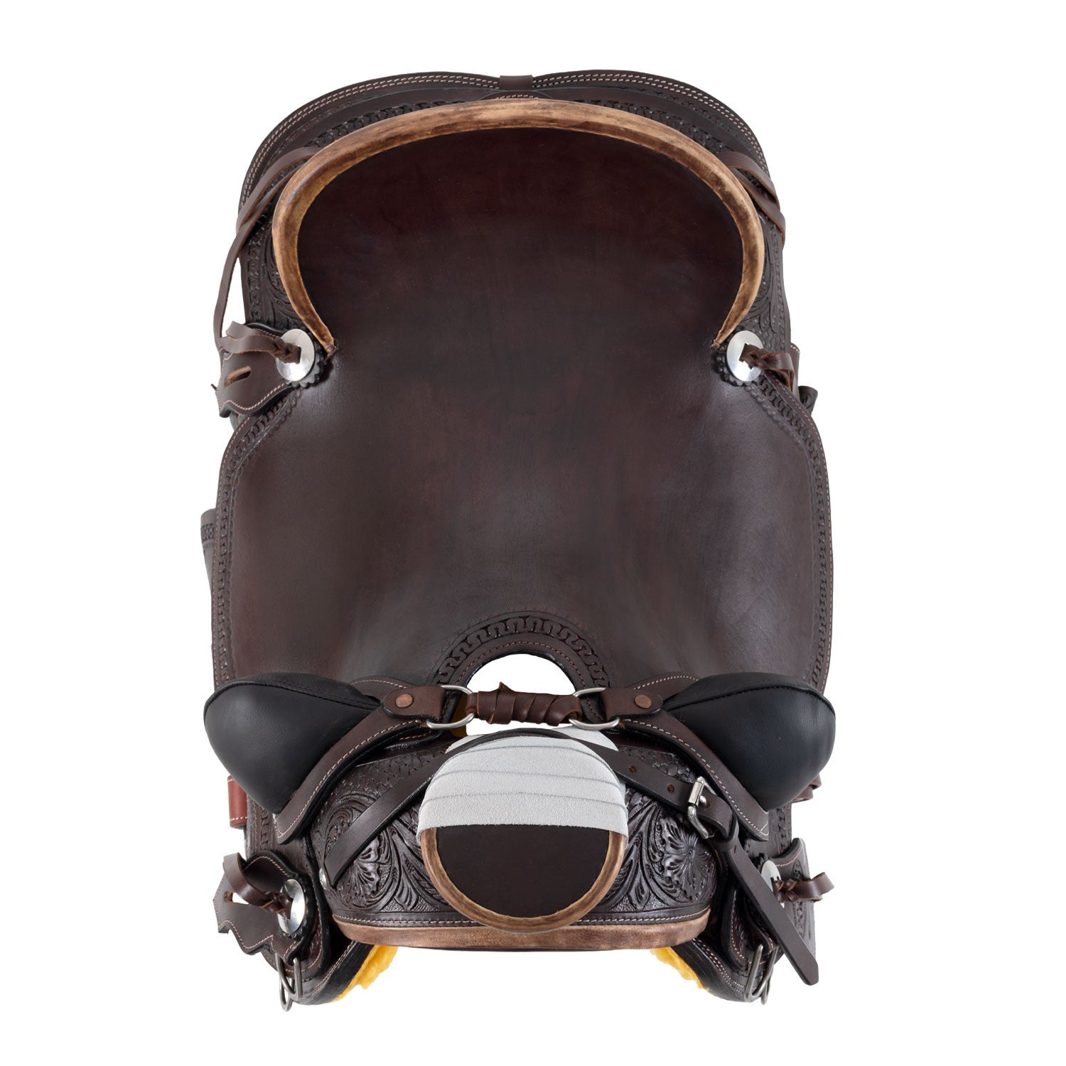 Silla western wade ranch flower tooling saddle Pool's - Marrón oscuro
