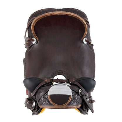 Silla western wade ranch flower tooling saddle Pool's - Marrón oscuro