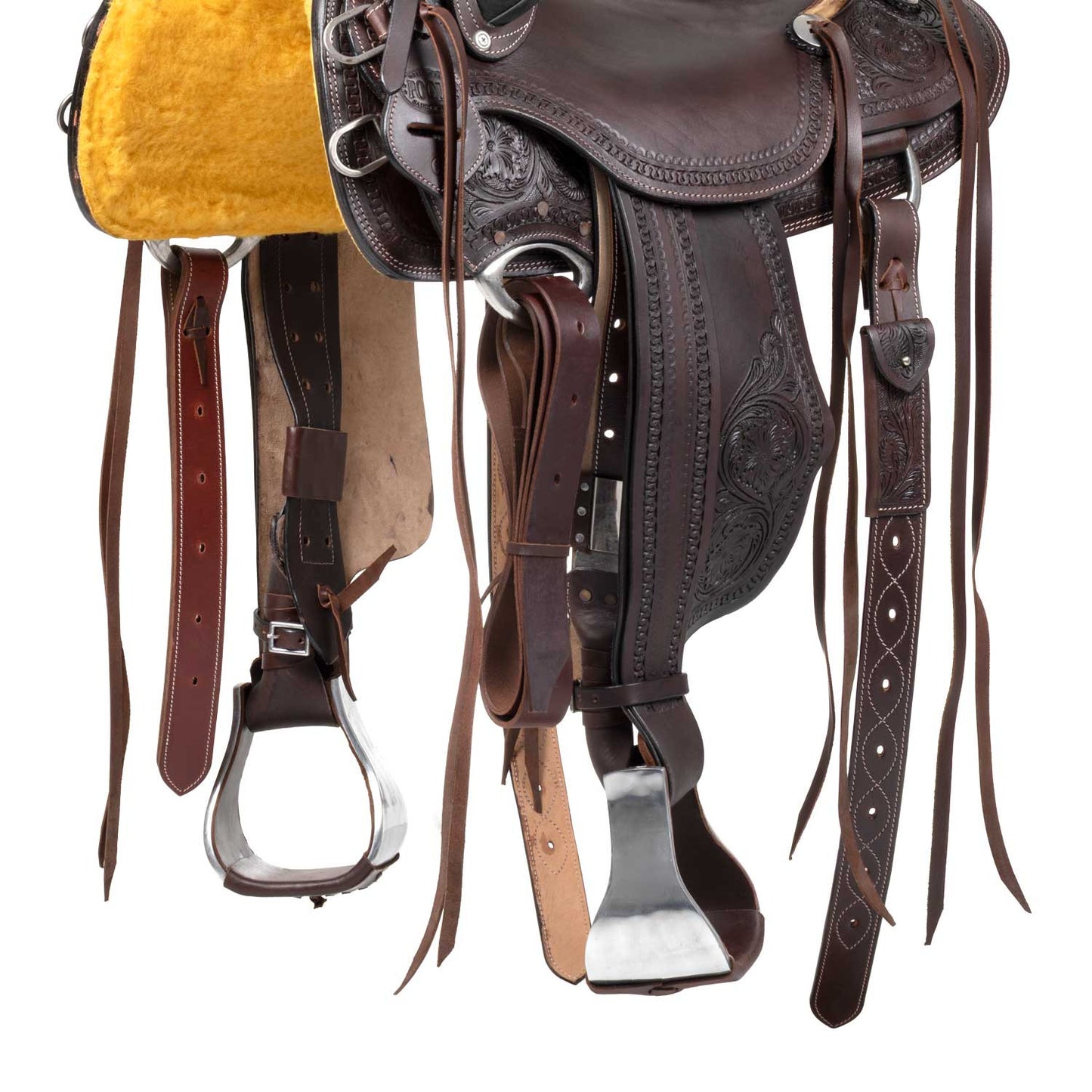 Silla western wade ranch flower tooling saddle Pool's - Marrón oscuro