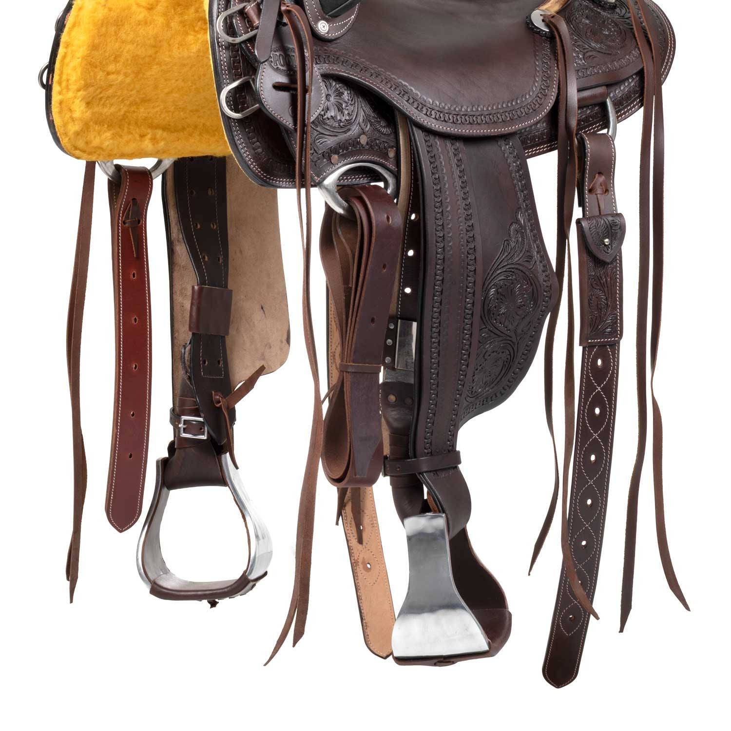 Silla western wade ranch flower tooling saddle Pool's - Marrón oscuro