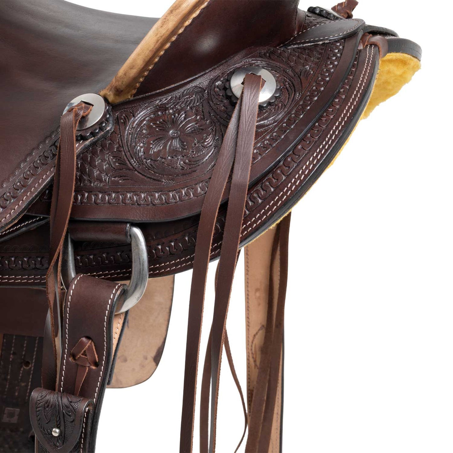 Silla western wade ranch flower tooling saddle Pool's - Marrón oscuro