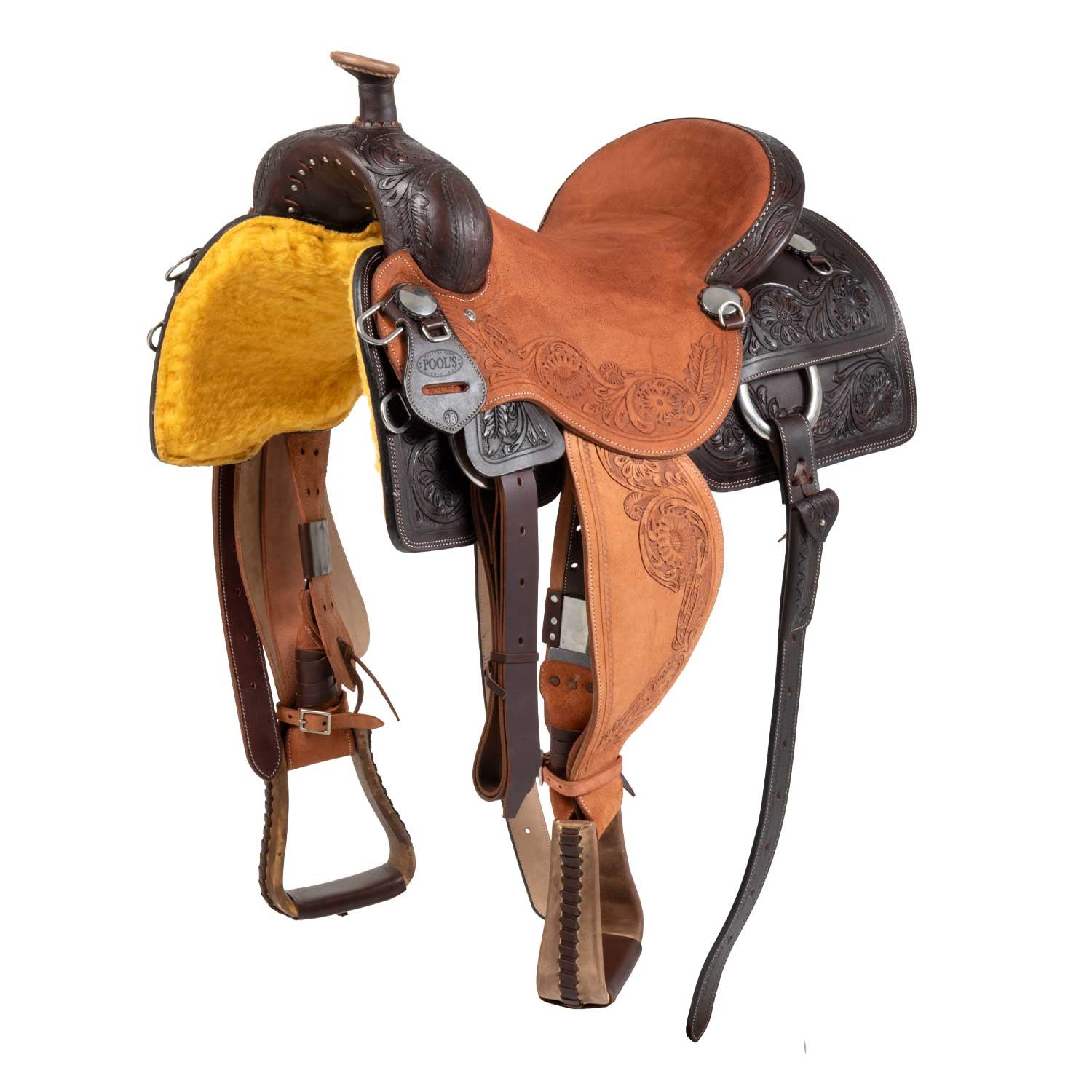 Silla de cow horse de Pool's con grabado floral - Marrón oscuro