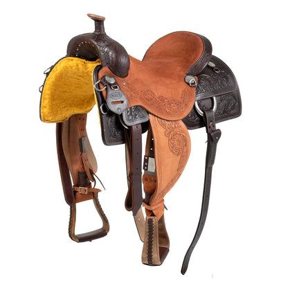 Silla de cow horse de Pool's con grabado floral - Marrón oscuro
