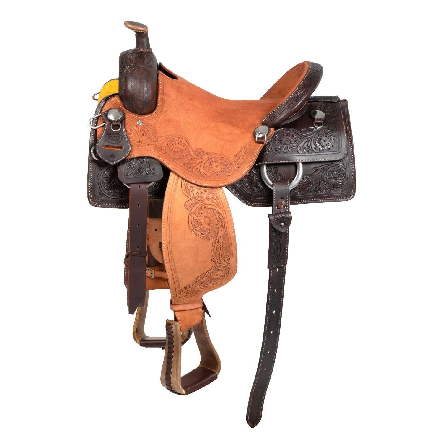Silla de cow horse de Pool's con grabado floral - Marrón oscuro