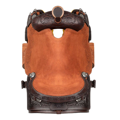 Silla de cow horse de Pool's con grabado floral - Marrón oscuro