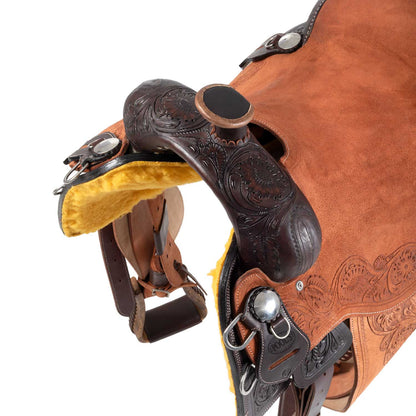 Silla de cow horse de Pool's con grabado floral - Marrón oscuro