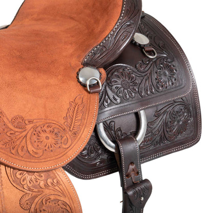 Silla de cow horse de Pool's con grabado floral - Marrón oscuro