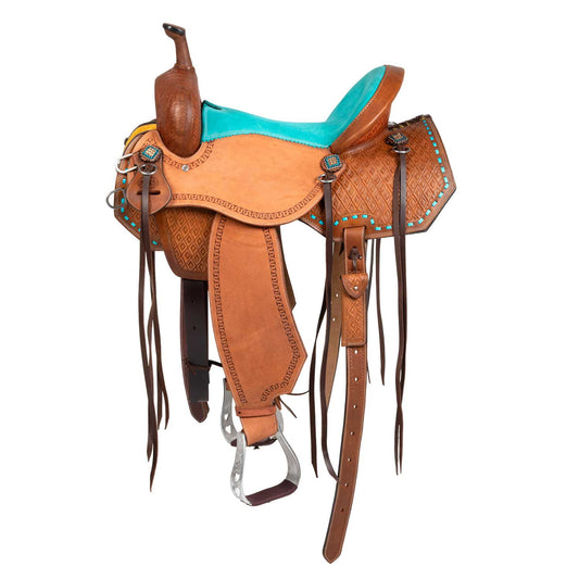 Silla barrel con asiento turquesa y basket tooling Pool's - Chestnut