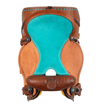 Silla barrel con asiento turquesa y basket tooling Pool's - Chestnut