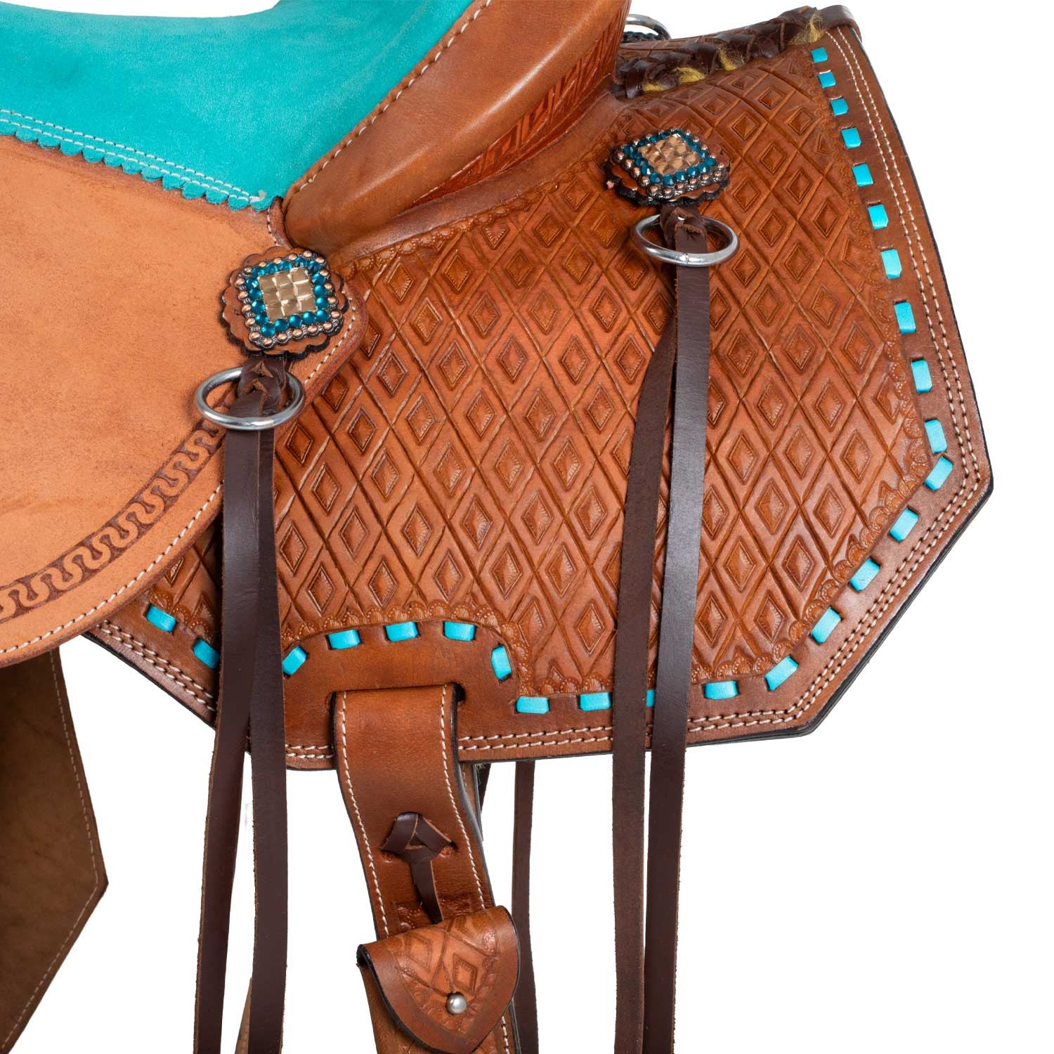 Silla barrel con asiento turquesa y basket tooling Pool's - Chestnut