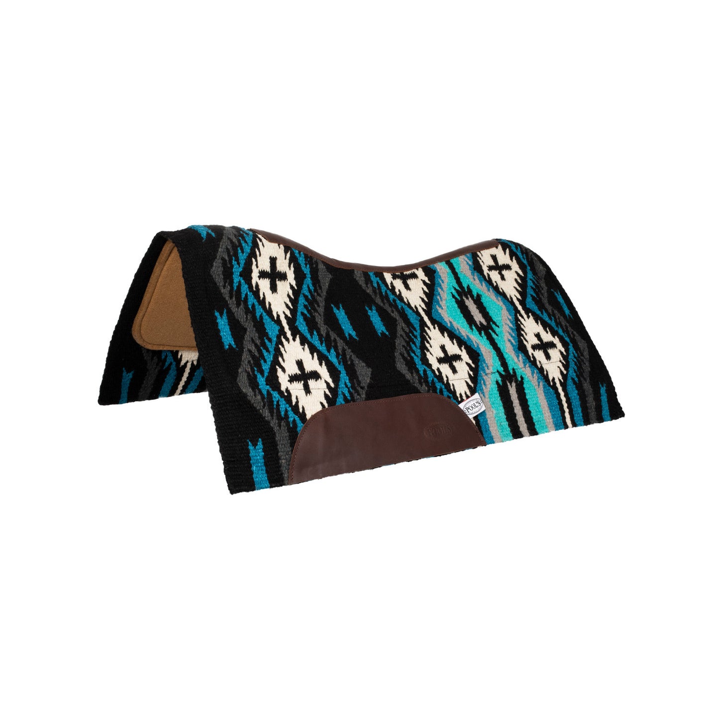 Mantilla New Zealand wool felt padding 34x36 Pool's - Royal Blue/Black/Turquase