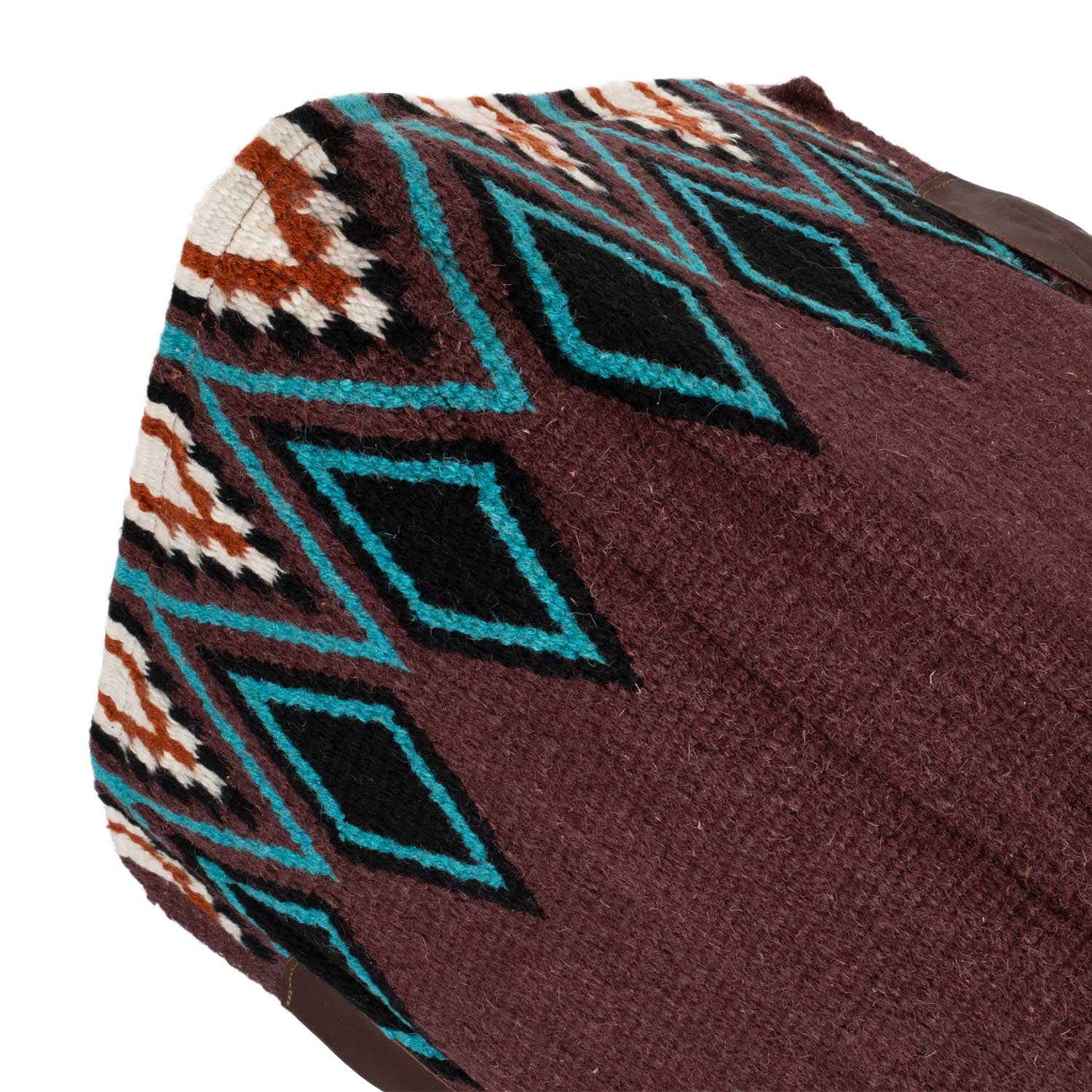 Manta de montar western contorneada con acolchado de lana Pool's - Wine/Turquoise