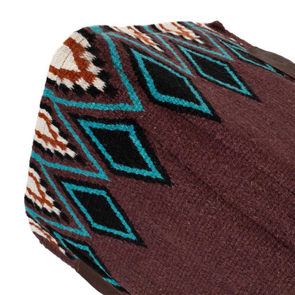 Manta de montar western contorneada con acolchado de lana Pool's - Wine/Turquoise