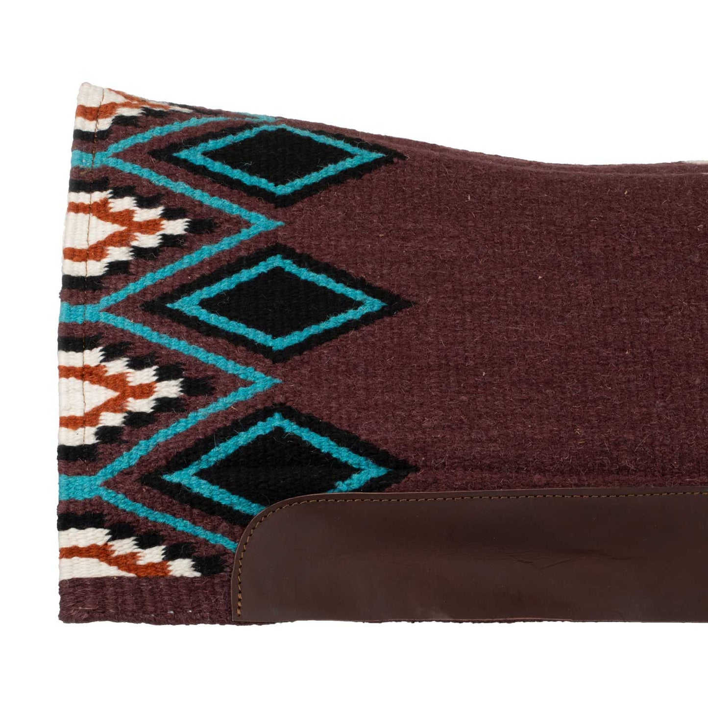 Manta de montar western contorneada con acolchado de lana Pool's - Wine/Turquoise