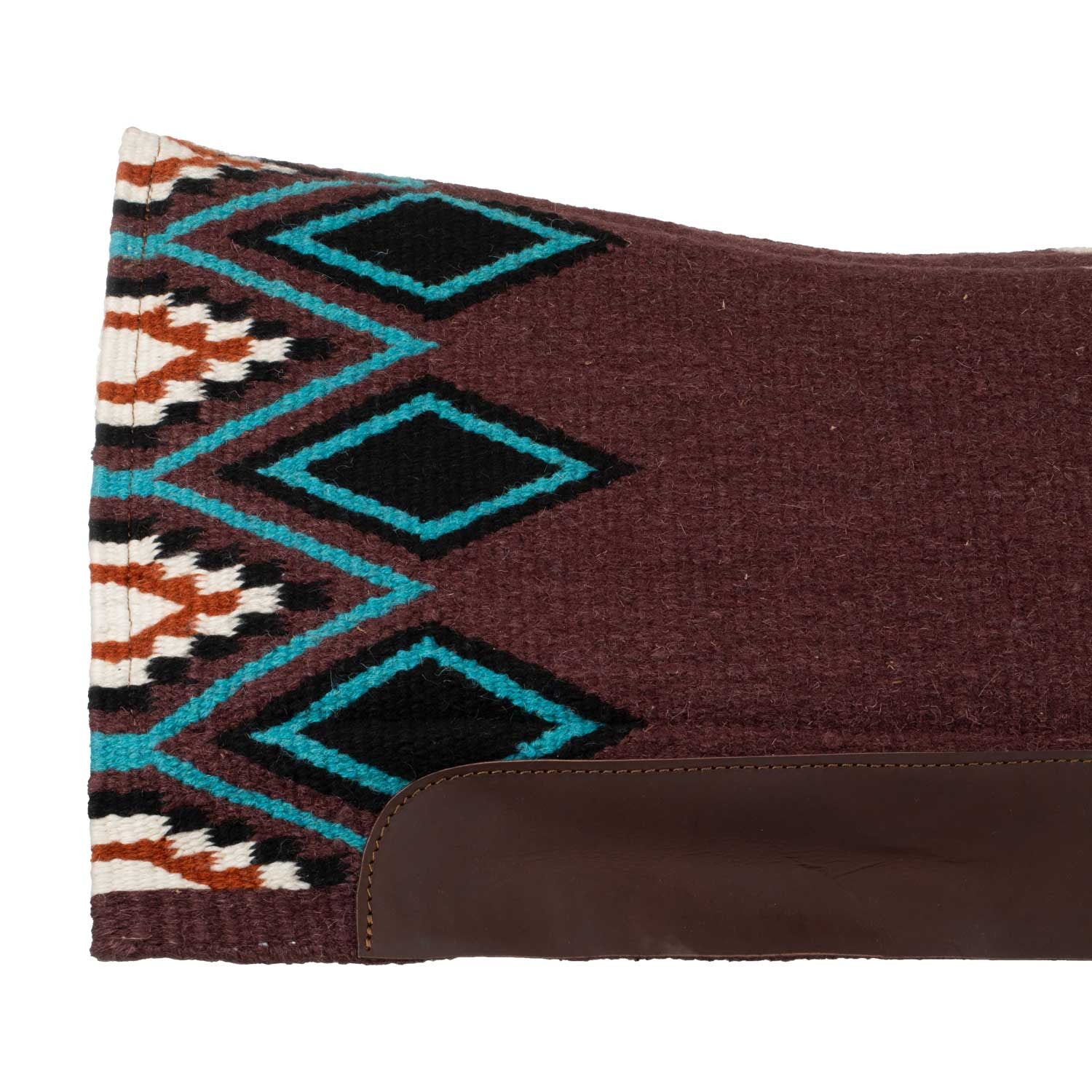 Manta de montar western contorneada con acolchado de lana Pool's - Wine/Turquoise
