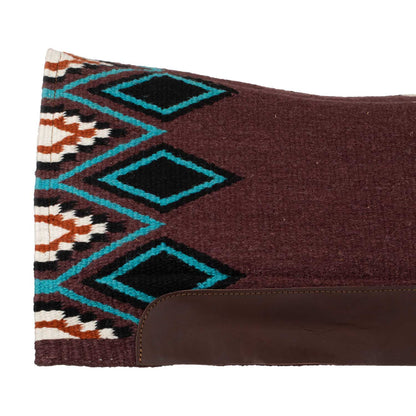 Manta de montar western contorneada con acolchado de lana Pool's - Wine/Turquoise