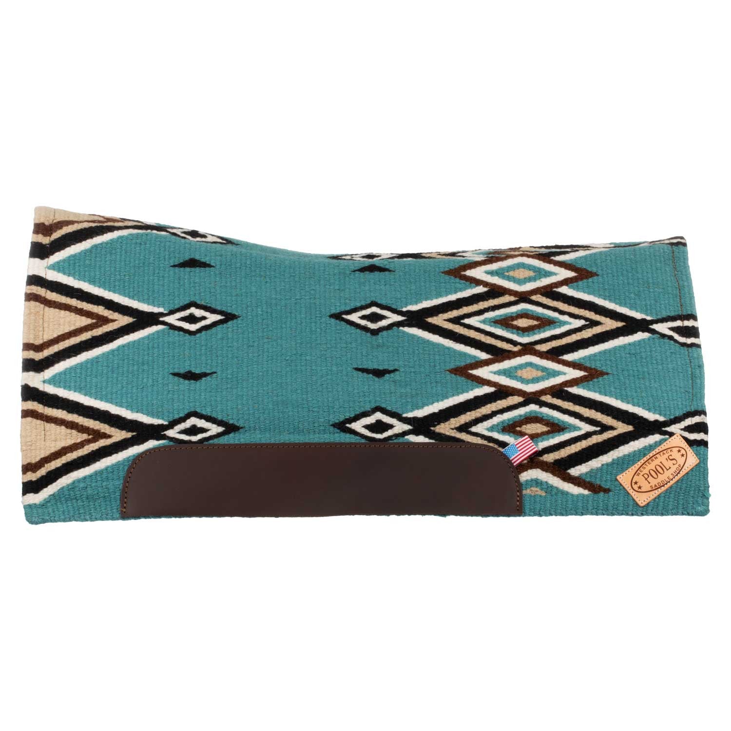 Manta de montar western contorneada con acolchado de lana Pool's - Turquoise/Black