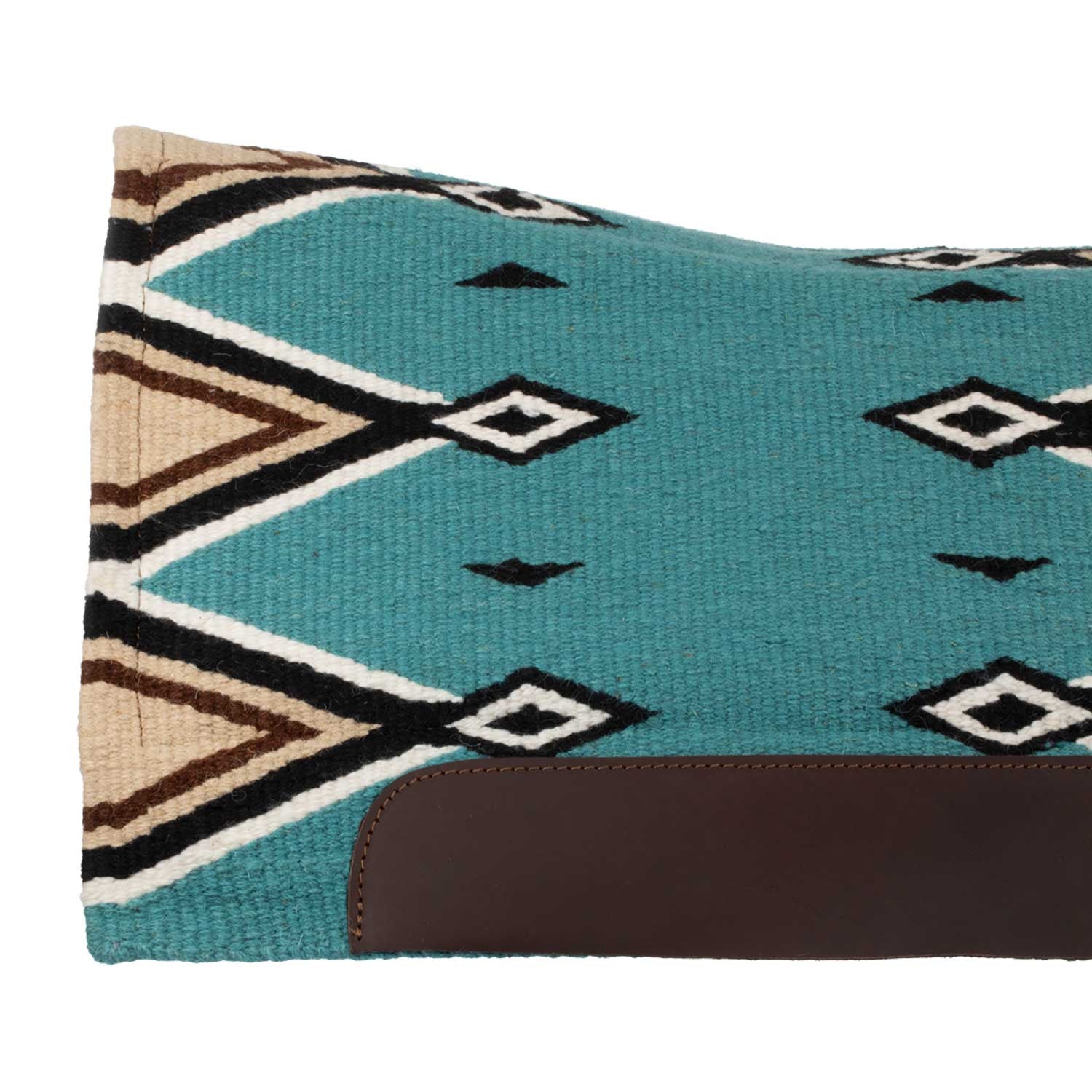 Manta de montar western contorneada con acolchado de lana Pool's - Turquoise/Black