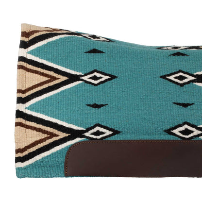 Manta de montar western contorneada con acolchado de lana Pool's - Turquoise/Black