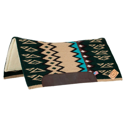 Manta de montar western contorneada con acolchado de lana Pool's - Beige/Petrol