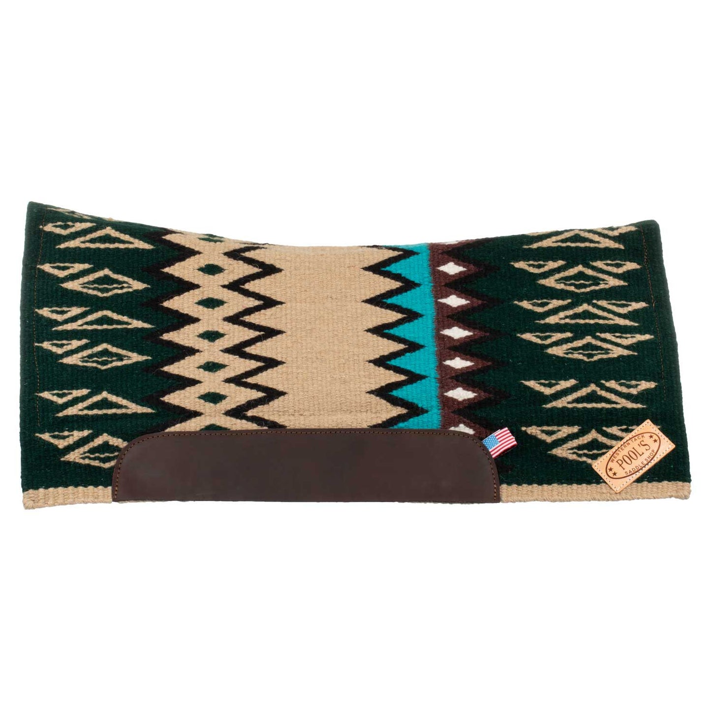 Manta de montar western contorneada con acolchado de lana Pool's - Beige/Petrol