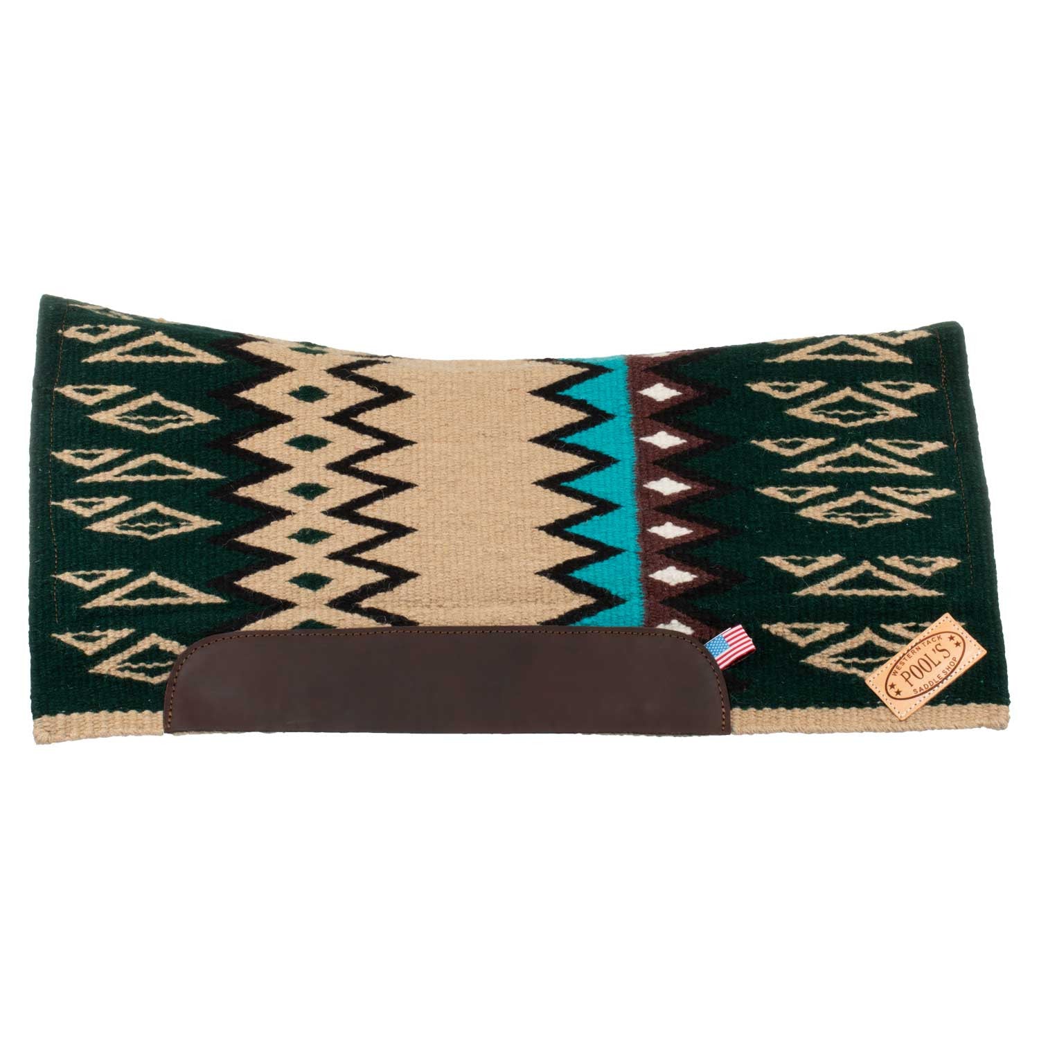 Manta de montar western contorneada con acolchado de lana Pool's - Beige/Petrol