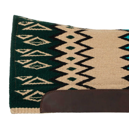 Manta de montar western contorneada con acolchado de lana Pool's - Beige/Petrol