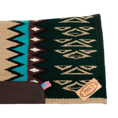 Manta de montar western contorneada con acolchado de lana Pool's - Beige/Petrol