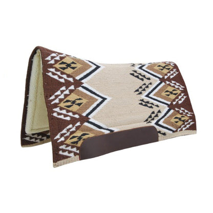 Manta de montar western contorneada con acolchado de lana Pool's - Beige/Brown