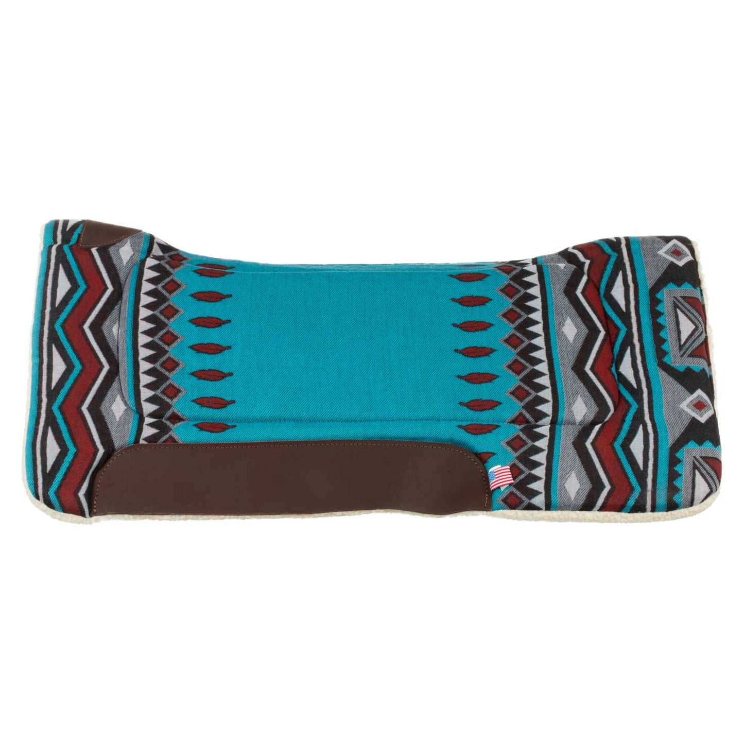 Manta western con insertos de cuero y relleno de lana sintética Pool's - Sky Blue/Red