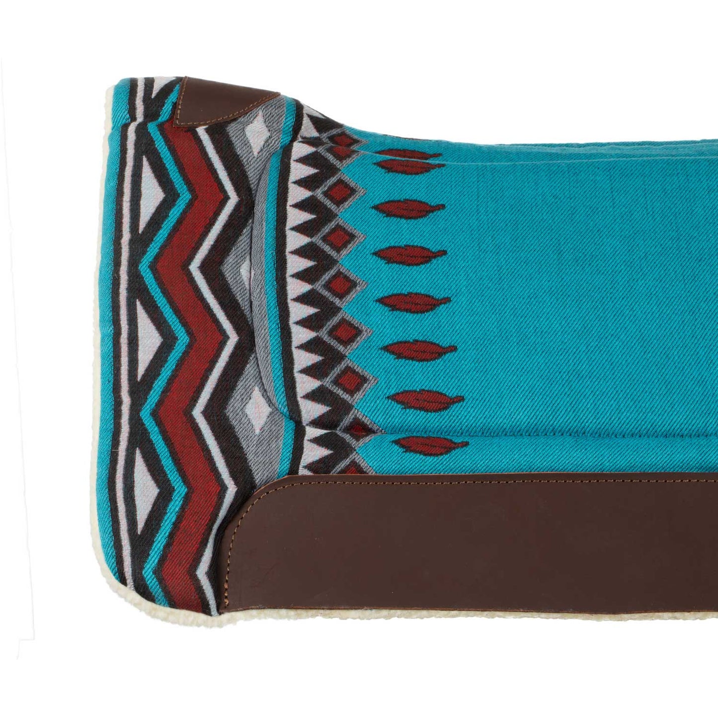 Manta western con insertos de cuero y relleno de lana sintética Pool's - Sky Blue/Red