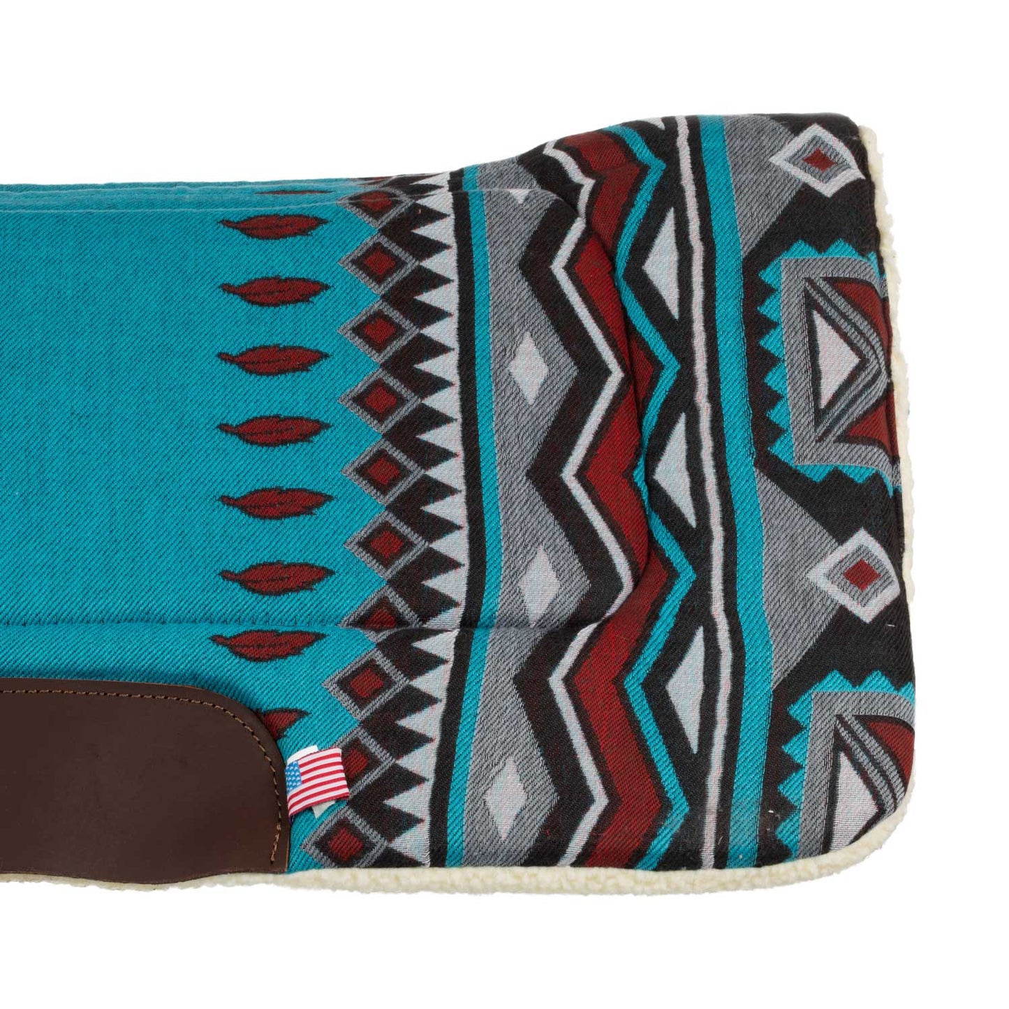 Manta western con insertos de cuero y relleno de lana sintética Pool's - Sky Blue/Red