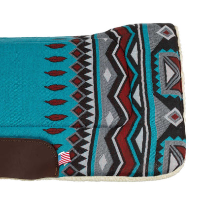 Manta western con insertos de cuero y relleno de lana sintética Pool's - Sky Blue/Red